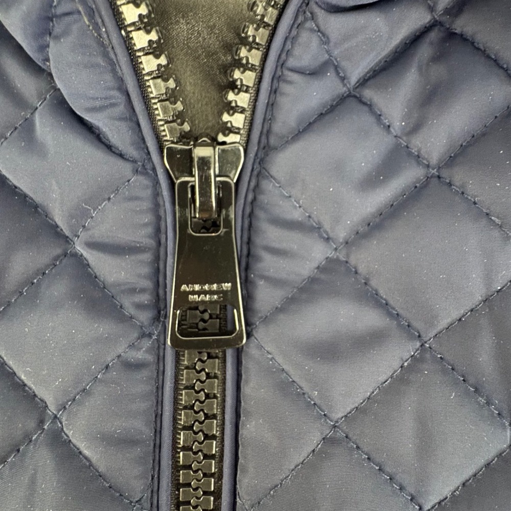 Andrew Marc Quilted Vest Women Small Navy Blue Ribbed Side Panels AP807486 - Picture 5 of 8